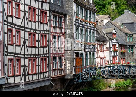 Die Stadt Monschau in der Eifel an der Rur, Nordrhein-Westfalen Stockfoto