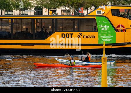 Hafenbus, Linienschiff im Kopenhagener Hafen, öffentliche Verkehrsmittel, Kajaks, Sydhavnen, Kopenhagen, Dänemark Stockfoto