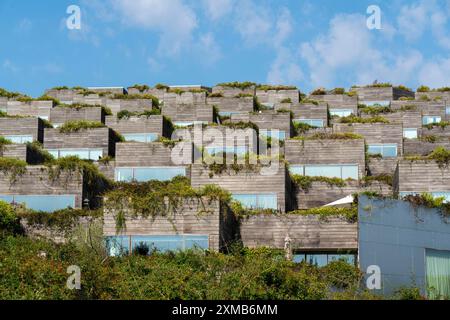 Wohnungen im Stadtteil Orestad, Kopenhagens neustem Stadtteil, auf der Insel Amager, geplant 1992 und noch im Bau, Kopenhagen Stockfoto