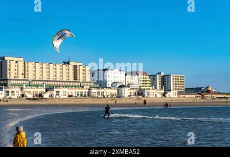 Skyline von Borkum, Strand, Insel, Ostfriesland, Winter, Saison, Herbst, Niedersachsen, Deutschland Stockfoto