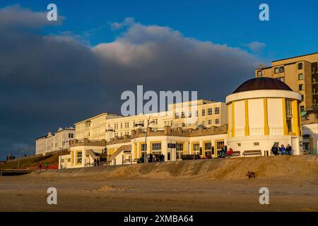 Skyline von Borkum, Strand, Insel, Ostfriesland, Winter, Saison, Herbst, Niedersachsen, Deutschland Stockfoto