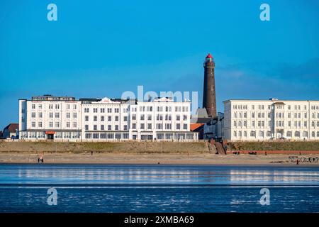 Skyline von Borkum, Strand, Insel, Ostfriesland, Winter, Saison, Herbst, Niedersachsen, Deutschland Stockfoto