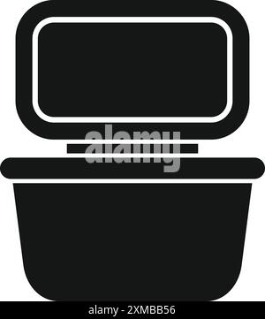 Einfache schwarze Glyphe, die eine Lunchbox darstellt, ideal für Apps oder Websites Stock Vektor
