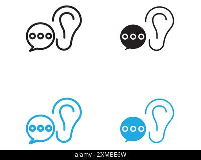 Active Listening Symbol Vektorlinie Logomarke oder Symbolsatz Konturstil der Kollektion Stock Vektor