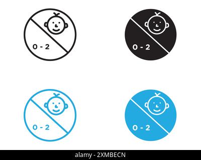 Symbol für Altersbeschränkung für Modellstil der untergeordneten Symbolvektorlinie oder des Symbolsatzes der Sammlung Stock Vektor