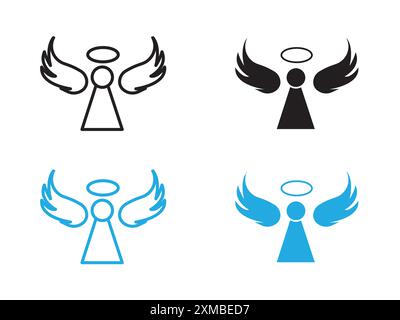 Angel Symbol Vektorlinie Logomarke oder Symbolsatz Kollektion Umrissstil Stock Vektor