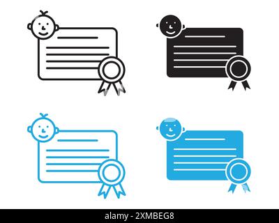 Geburtszertifikat Symbol Vektorlinie Logomarke oder Symbolsatz Kollektion Umrissstil Stock Vektor