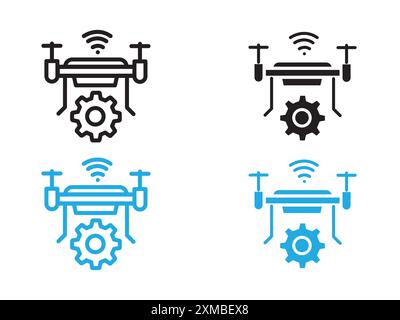 Drone Technology Icon Vektorlinie Logo-Zeichen oder Symbol Set Kollektion Outline Style Stock Vektor