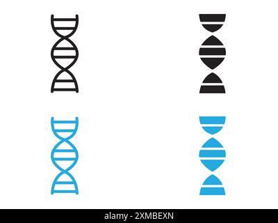 DNA-Symbol Vektorlinie Logo-Zeichen oder Symbol Set Kollektion Outline Style Stock Vektor