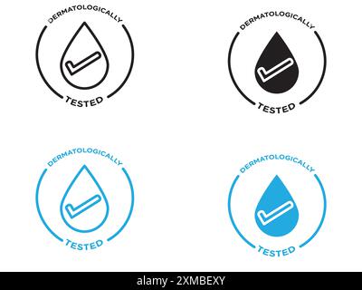 Dermatologisch getestete Icon Vector Line Logo-Marke oder Symbol Set Kollektion Outline Style Stock Vektor