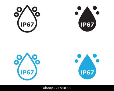 IP67 wasserdichte Icon Vektorlinie Logomarke oder Symbol Set Kollektion Umrissstil Stock Vektor