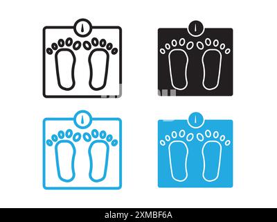 Footprint auf Waage Symbol Vektorlinie Logomarke oder Symbol Set Kollektion Outline Style Stock Vektor