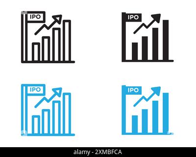 IPO Initial Public Offering Symbol Vektorlinie Logomarke oder Symbolsatz Sammlung Umrissstil Stock Vektor