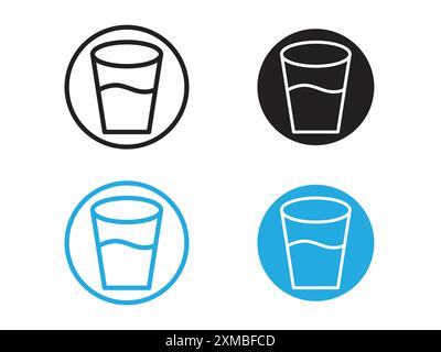 Glas des Wassers Symbol Vektorlinie Logomarke oder Symbol Set Kollektion Umriss Stil Stock Vektor