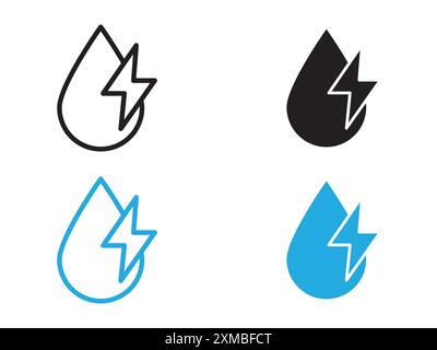 Wasserkraft Symbol Vektorlinie Logomarke oder Symbolsatz Kollektion Umrissstil Stock Vektor