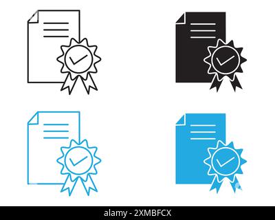 Kursabschlusszertifikat Symbol Vektorlinie Logomarke oder Symbolsatz Umrissstil der Sammlung Stock Vektor