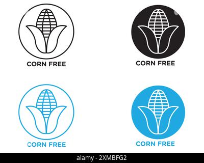 Corn Free Symbol Vektorlinie Logo-Zeichen oder Symbol Set Kollektion Outline Style Stock Vektor