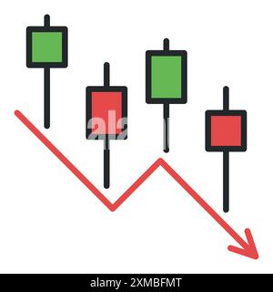 Online Crypto Trading Vektor Kerzenhalter Diagramm Konzept farbiges Symbol oder Zeichen Stock Vektor