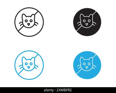 Keine Katzen zulässig Symbol Vektorlinie Logo-Marke oder Symbol Set Collection Outline Style Stock Vektor