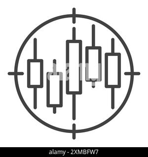 Vektorziel mit Kerzendiagramm Konzept Umrisssymbol oder Designelement Stock Vektor