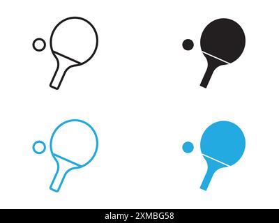 Tischtennis, Tischtennis-Symbol Vektorlinie Logo-Zeichen oder Symbol Set Kollektion Outline Style Stock Vektor