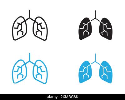 Menschliche Lungen Symbol Vektorlinie Logo-Marke oder Symbol Set Kollektion Umrissstil Stock Vektor