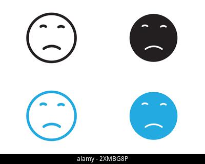 Bedauern Ausdruck Symbol Vektorlinie Logomarke oder Symbolsatz Sammlung Umrissstil Stock Vektor