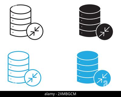 Modellstil für Datenbanksymbol Vektorlinie oder Symbolsatz für Sammlung verkleinern Stock Vektor