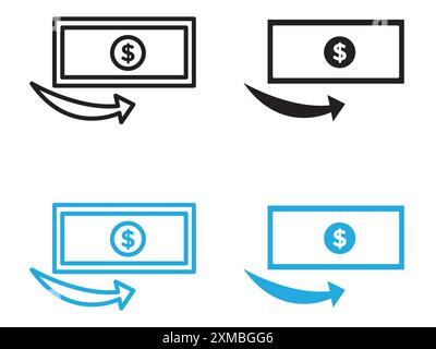 Symbol „Geld zurückerstatten“ Vektorlinie Logo-Zeichen oder Symbol-Set-Kollektion Outline-Stil Stock Vektor