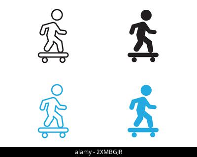 Skateboarding Icon Vektorlinie Logo oder Symbol Set Kollektion Outline Style Stock Vektor