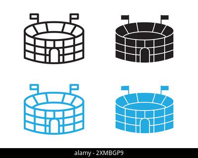 stadionsymbol Vektorlinie Logomarke oder Symbolsatz Kollektion Umrissstil Stock Vektor