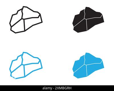 Rock Stone Kristall Icon Vektorlinie Logo-Zeichen oder Symbol Set Kollektion Outline Style Stock Vektor
