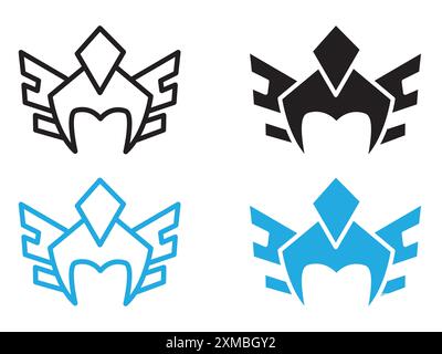 valkyrie Icon Vektorlinie Logozeichen oder Symbol Set Kollektion Outline Style Stock Vektor