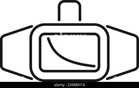 Symbol einer Virtual-Reality-Brille mit gekrümmter Linie auf dem Display Stock Vektor