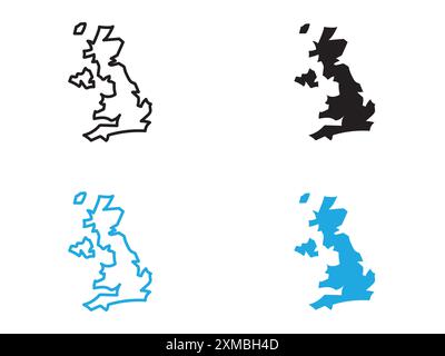 Vereinigtes Königreich Karte Symbol Vektorlinie Logomarke oder Symbolsatz Kollektion Umrissstil Stock Vektor