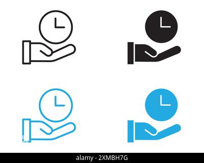 Zeitmanagement-Symbol Vektorlinie Logo-Marke oder Symbolsatz-Konturstil der Sammlung Stock Vektor