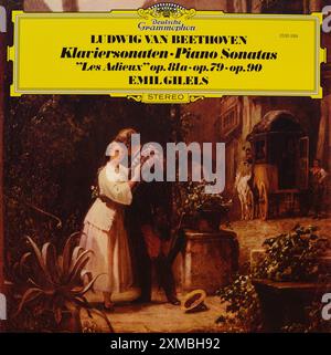 Plattencover aus Vintage-Vinyl. Ludwig Van Beethoven-Klaviersonaten, Emil Gilels, Deutsche Grammophon, 1975 Stockfoto