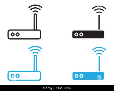 Routersymbol Vektorlinie Logomarke oder Symbolsatz Konturstil der Sammlung Stock Vektor
