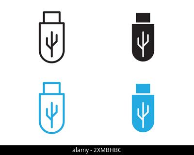 USB-Symbol Vektorlinie Logomarke oder Symbolsatz Konturstil der Sammlung Stock Vektor