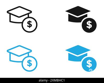 Studiengebühr Icon Vektorlinie Logomarke oder Symbolsatz Kollektion Outline Style Stock Vektor
