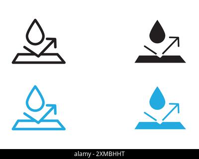 Wasserabweisende Oberfläche Symbol Vektorlinie Logo-Zeichen oder Symbol Set Kollektion Outline Style Stock Vektor