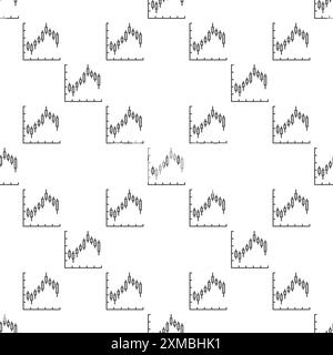 Kryptowährung Handelsvektor Candlestick Chart Formation Konzept lineares nahtloses Muster Stock Vektor