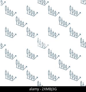 Börsenhandel Vektor Kerzendiagramm Konzept lineares nahtloses Muster Stock Vektor