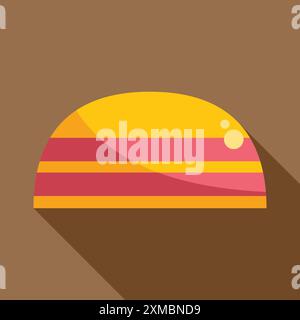 Illustration mit einer gelb-rosa gestreiften Kuppel mit Blasen, die einen Schatten auf eine braune Wand wirft Stock Vektor