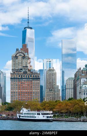 Die unverwechselbare Skyline von Lower Manhattan, New York City - USA Stockfoto