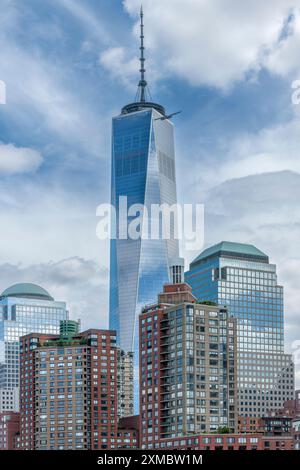 Die unverwechselbare Skyline von Lower Manhattan, New York City - USA Stockfoto