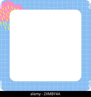 Blaues Karo-Memo-Card mit abstrakter Form-Vorlage. Stock-Vektor-Illustration in flacher Zeichentrickstil. Schulplaner-Aufkleber. Stock Vektor