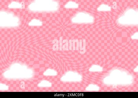 Pinkfarbener psychedelischer Hintergrund mit weißen Aura-Wolken. Stock-Vektor-Illustration im Cartoon-Stil. Stock Vektor