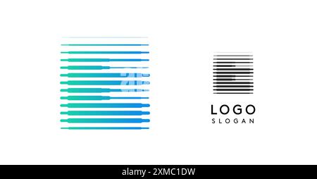 Abstrakter breiter Buchstabe E, Logo mit horizontalen Verlaufslinien, dynamisches Verlaufslogo für Technologieunternehmen, Softwareentwicklung und innovative Marken Stock Vektor