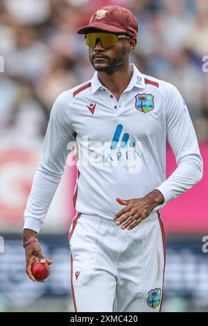 Birmingham, Großbritannien. Juli 2024. Kraigg Brathwaite von West Indies während des zweiten Tages des Rothesay Test Match England vs West Indies in Edgbaston, Birmingham, Vereinigtes Königreich, 27. Juli 2024 (Foto: Mark Cosgrove/News Images) in Birmingham, Vereinigtes Königreich am 27. Juli 2024. (Foto: Mark Cosgrove/News Images/SIPA USA) Credit: SIPA USA/Alamy Live News Stockfoto